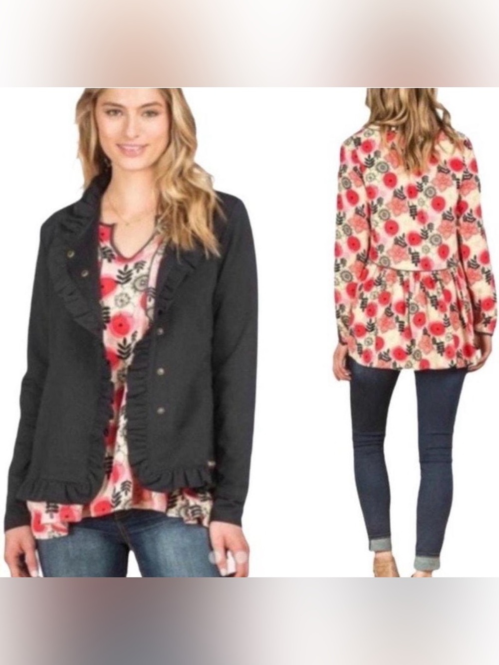 Matilda Jane Mistletoe Magic Poppy Floral Blouse Size Small - Picture 2 of 6